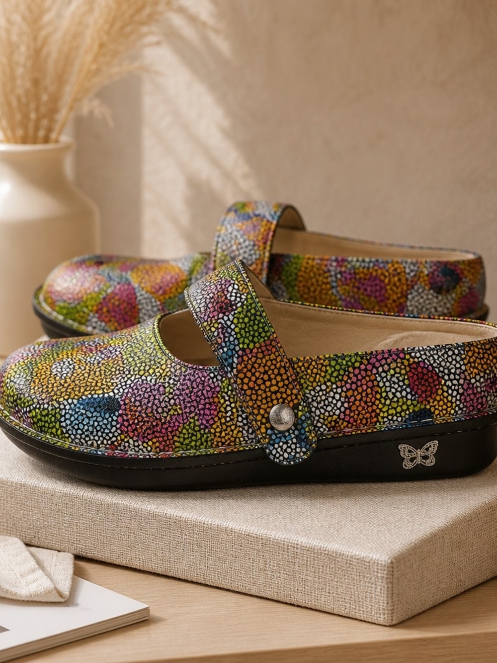 Algeria Women's Size 38 Multicolor Mosaic Print Mary Jane Comfort Shoe - Picture 3 of 13
